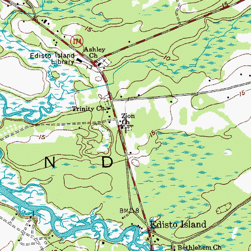 Topographic Map of Zion Church, SC
