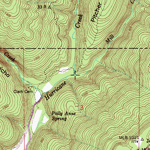 Topographic Map of Mill Creek, AL