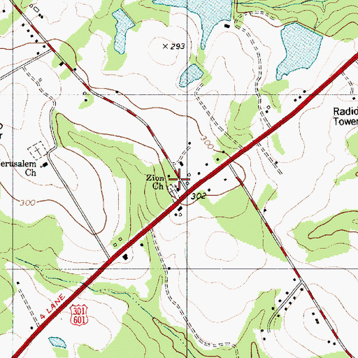 Topographic Map of Zion Church, SC