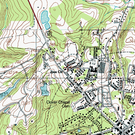 Topographic Map of Zion Church, SC