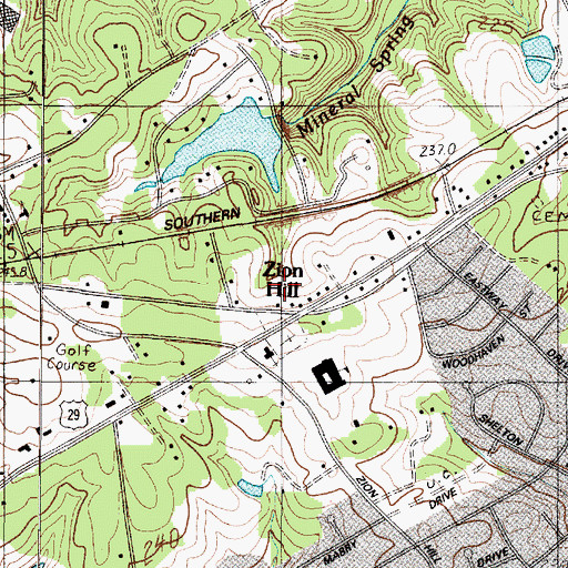 Topographic Map of Zion Hill, SC