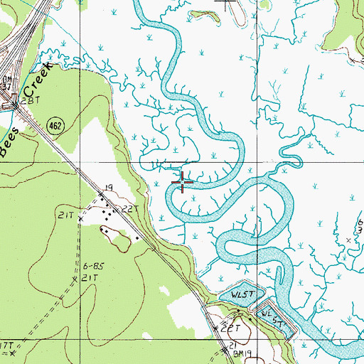 Topographic Map of Little Bees Creek, SC