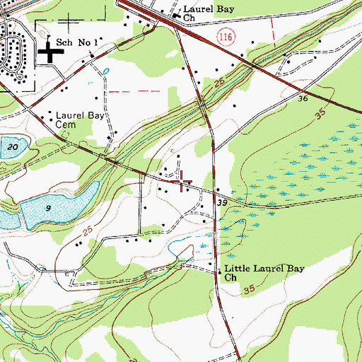 Topographic Map of Laurel Bay, SC