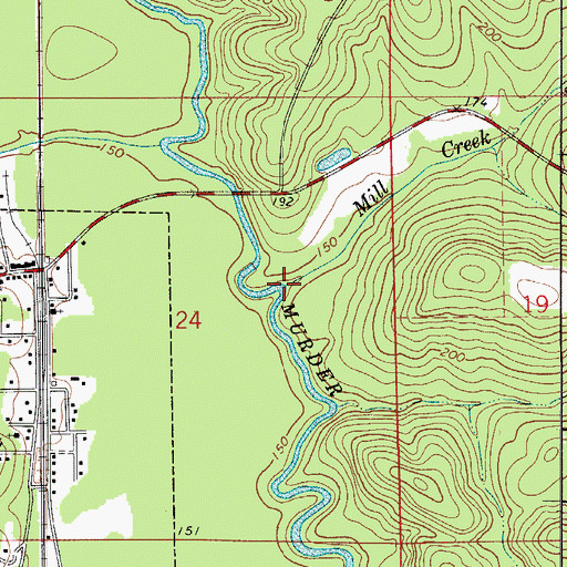 Topographic Map of Mill Creek, AL