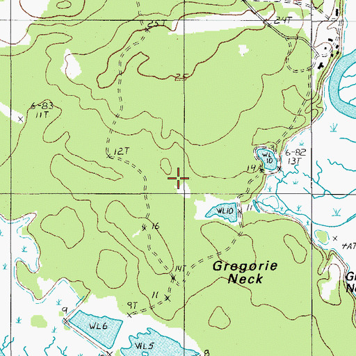 Topographic Map of Gregorie Neck, SC