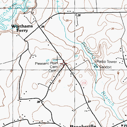 Topographic Map of Pleasant Plains Cemetery, SC