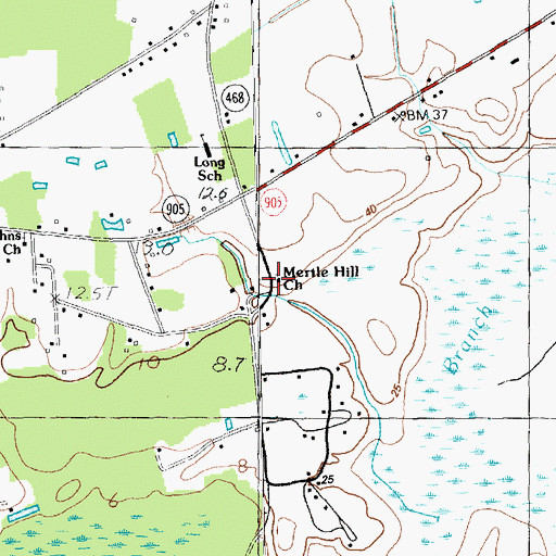 Topographic Map of Mertle Hill Church, SC