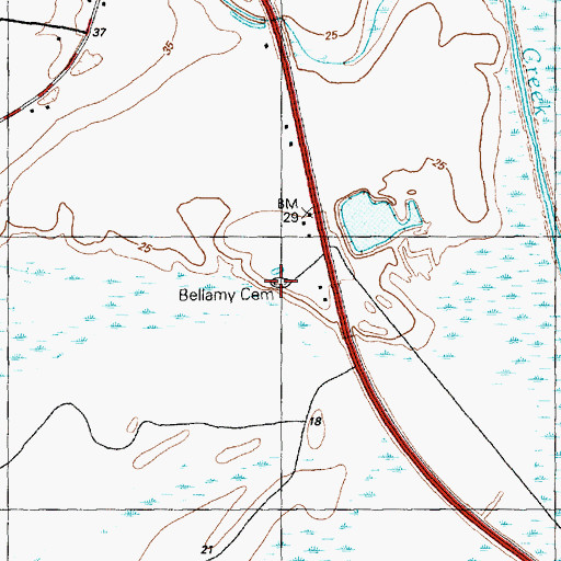 Topographic Map of Bellamy Cemetery, SC