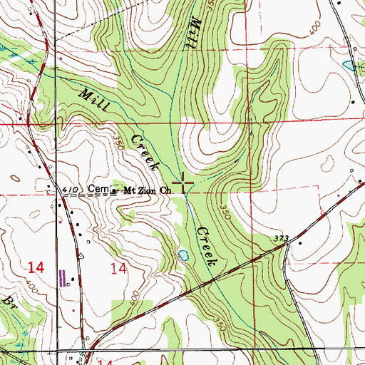 Topographic Map of Mill Creek, AL