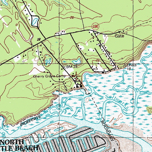 Topographic Map of Cherry Grove Camp, SC