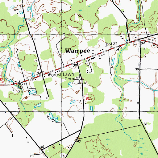 Topographic Map of Forest Lawn Cemetery, SC
