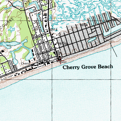Topographic Map of Cherry Grove Beach, SC