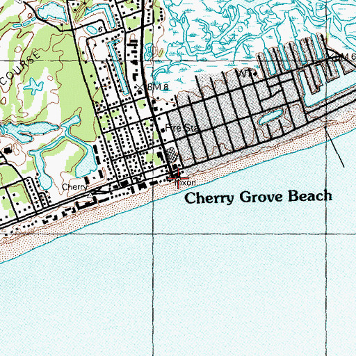 Topographic Map of Cherry Grove Beach, SC