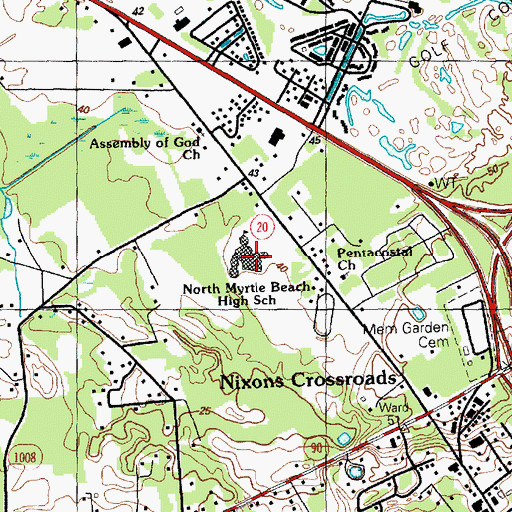 Topographic Map of North Myrtle Beach High School, SC