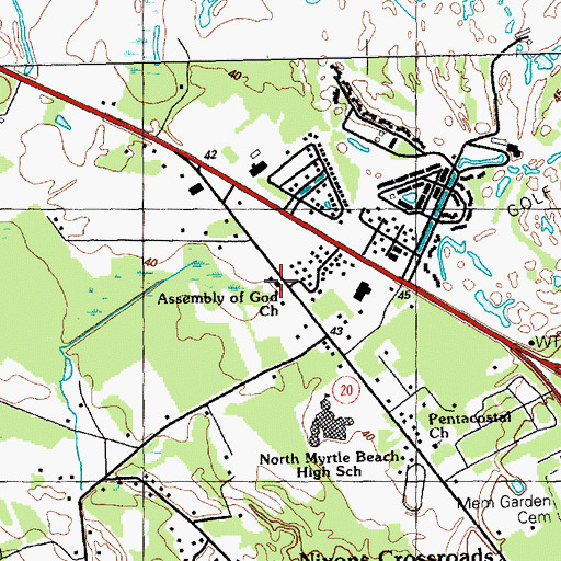 Topographic Map of North Myrtle Beach Assembly of God Church, SC