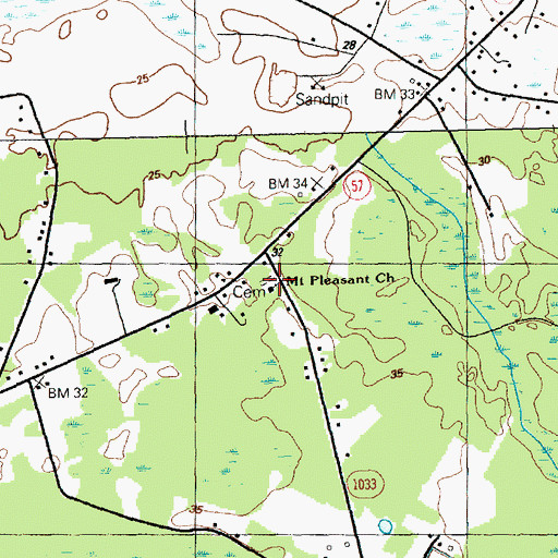 Topographic Map of Mount Pleasant Church, SC