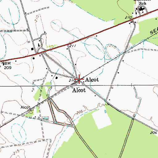 Topographic Map of Alcot, SC