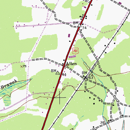 Topographic Map of Allen, SC