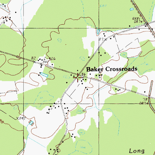 Topographic Map of Baker Crossroads, SC