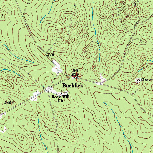 Topographic Map of Bucklick, SC