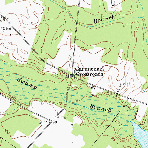 Topographic Map of Carmichael Crossroads, SC