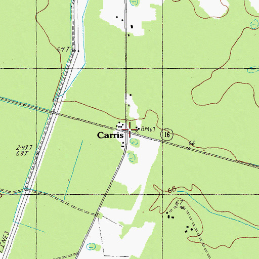 Topographic Map of Carris, SC