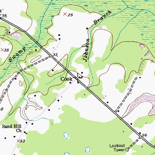 Topographic Map of Cook, SC