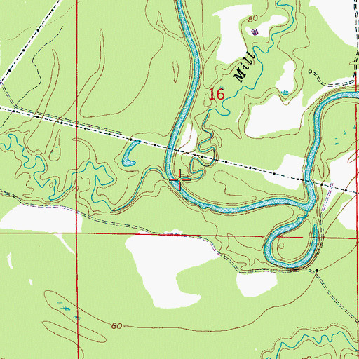Topographic Map of Mill Creek, AL