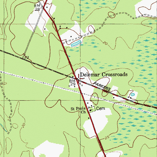 Topographic Map of Delemar Crossroads, SC