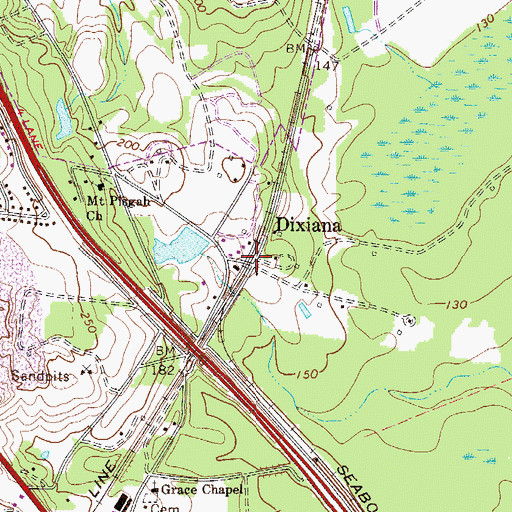 Topographic Map of Dixiana, SC