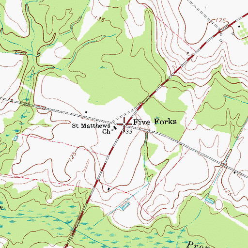Topographic Map of Five Forks, SC