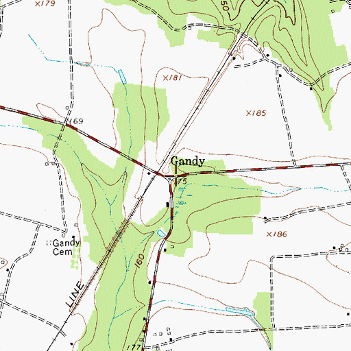 Topographic Map of Gandy, SC