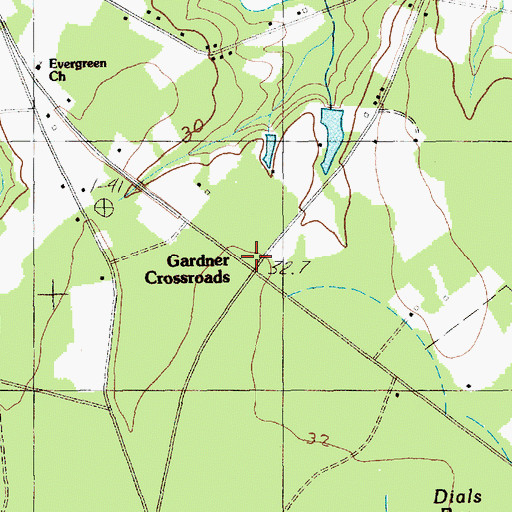 Topographic Map of Gardner Crossroads, SC
