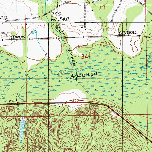 Topographic Map of Mill Creek, AL