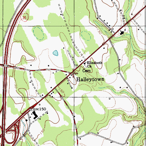 Topographic Map of Halleytown, SC