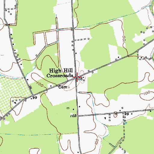 Topographic Map of High Hill Crossroads, SC