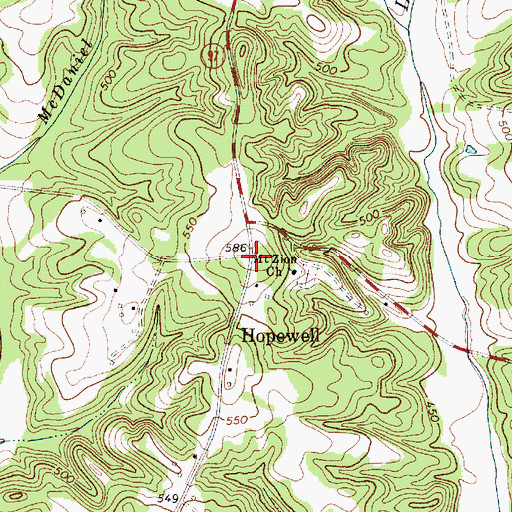 Topographic Map of Hopewell, SC