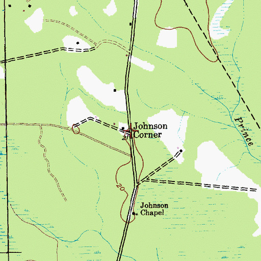 Topographic Map of Johnson Corner, SC