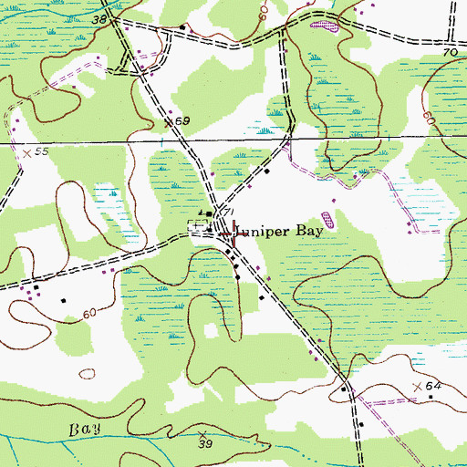 Topographic Map of Juniper Bay, SC