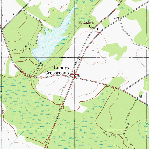 Topographic Map of Lopers Crossroads, SC