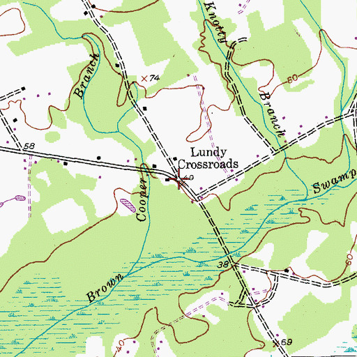 Topographic Map of Lundy Crossroads, SC