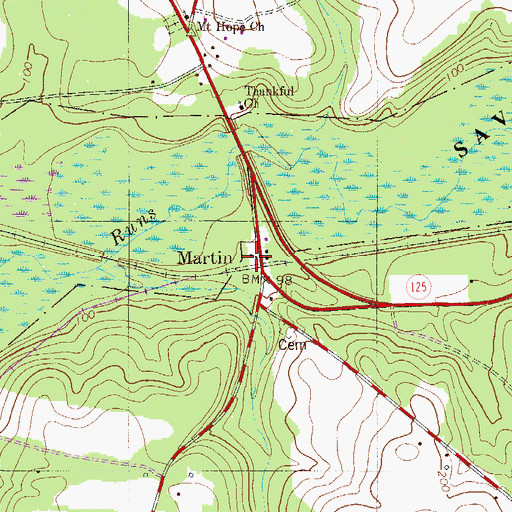 Topographic Map of Martin, SC