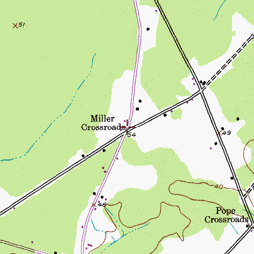 Topographic Map of Miller Crossroads, SC