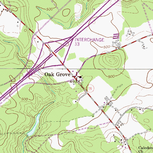 Topographic Map of Oak Grove, SC