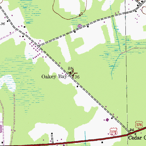 Topographic Map of Oakey Bay, SC
