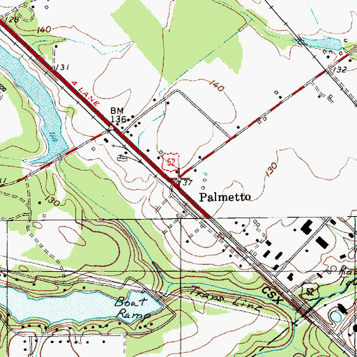 Topographic Map of Palmetto, SC