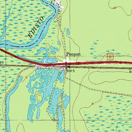 Topographic Map of Ponpon, SC