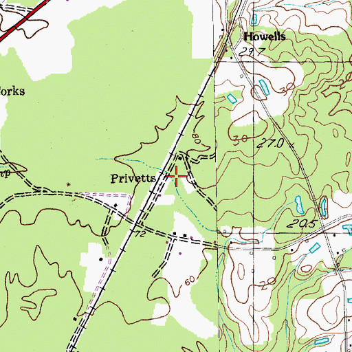 Topographic Map of Privetts, SC