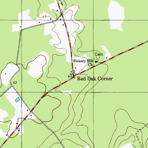 Topographic Map of Red Oak Corner, SC