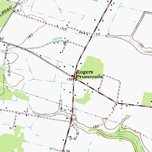 Topographic Map of Rogers Crossroads, SC